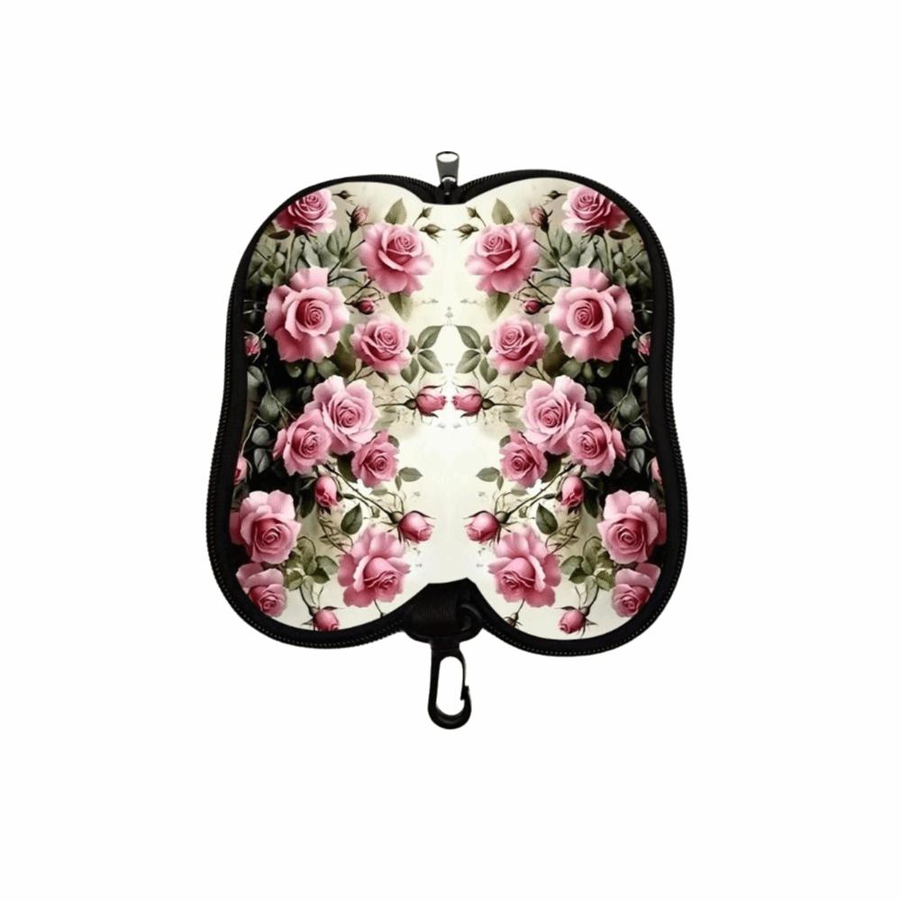 Hanging Rose Flower Print Eyeglass Case Soft Reading Glass Pouch Portable Sunglasses Holder Gifts