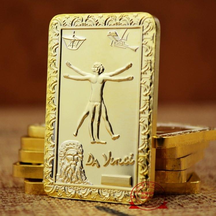 Vergoldete Mona Lisa Gedenkmedaille Anstecknadel Geschenk