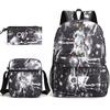 Large Capacity Schoolbag with Shoulder Strap; Student Three-piece Pencil Case Set