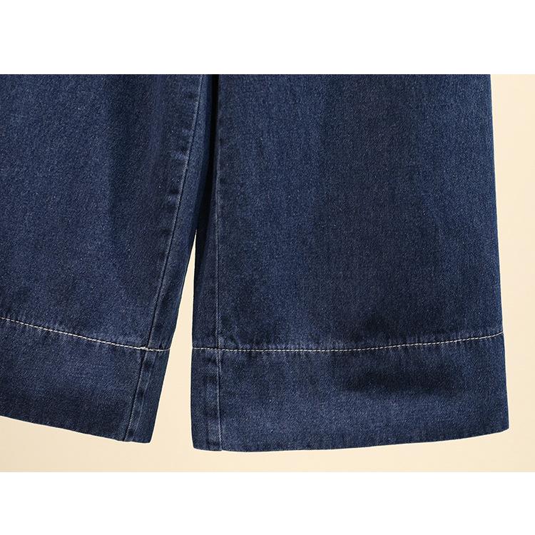 Frühling Herbst Jeans für Damen High Waist Weites Bein Hosen Damen Locker Jeans Elastischer Bund Denim Hosen Blau