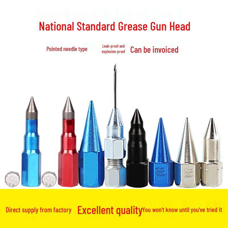 Needle-Type Grease Gun Nozzle Tip Set, Rigid Barrel, Pointed Grease Nozzle Head, Tube Accessories
