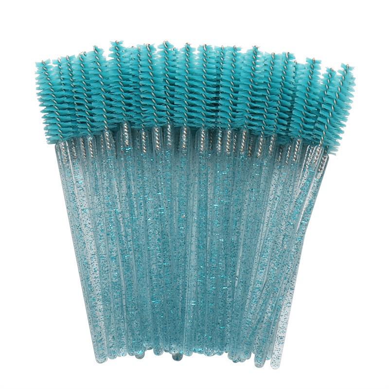 Crystal Handle Disposable Eyelash and Eyebrow Brush - 50 Pack Spiral Comb for Extensions