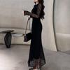 Sexy Black Lace Hollow-Out Long Sleeve Bodycon Mermaid Dress for Spring/Autumn