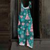 Tuta da Donna Stampa Casual Ampia Vintage Spallina Cotone Lino