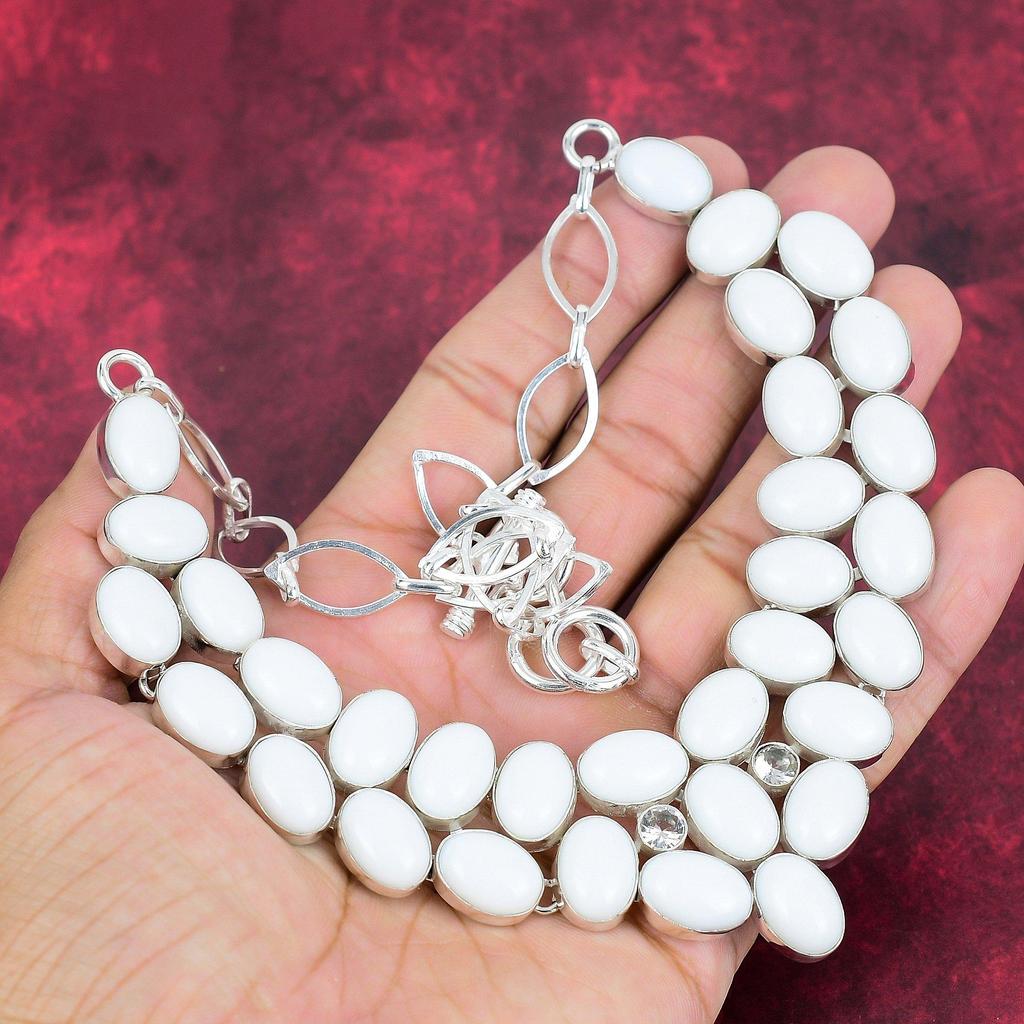 White Coral Handmade Gemstone Necklace, 925 Solid Sterling Silver Necklace Antique Jewelry, For Thanksgiving