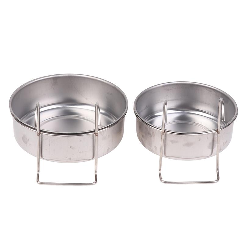 Crate Dog Cat Bowl Stainless Steel Hanging Pet Cage Bowl Food Water Feeder Coop Cup For Cat Puppy Birds Rats 5 Sizes
