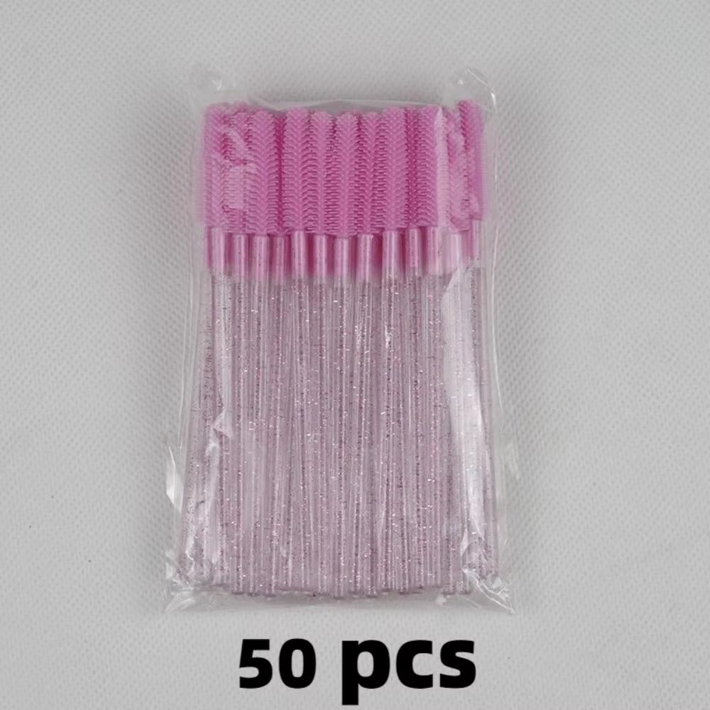 50pcs New Crystal Silicone Eyelash Brush Microbrush Cosmetics Tool Lash Makeup Brushes Eyelashes Extension Spoolie Eyebrow Comb