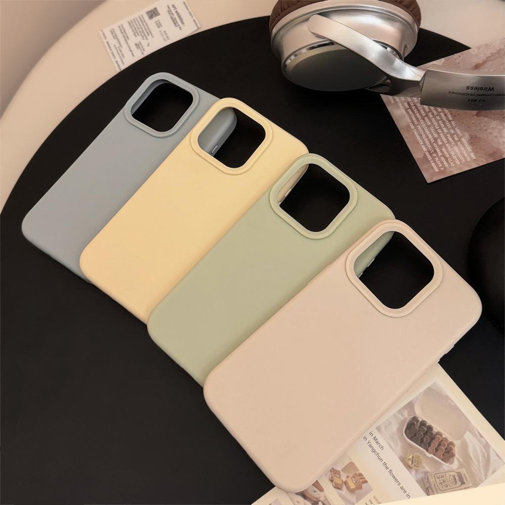 Solid Color Simple Iphone17pro Max Suitable for 15 IPhone Case 16 High End Silicone 13 Anti Fall 12
