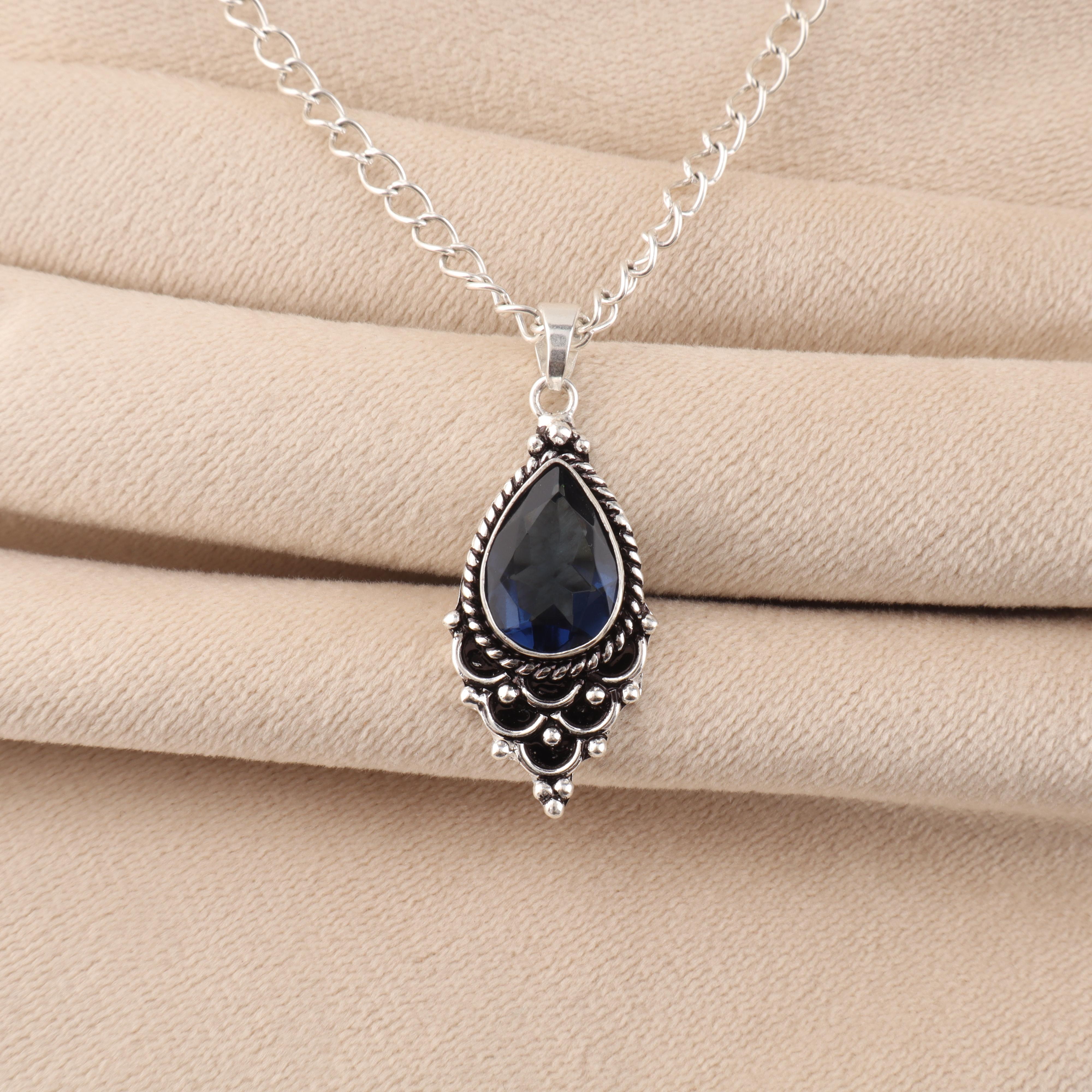 

Лондонский голубой топаз Камень 925 пробы Стерлинговое серебро Ручная работа Ювелирное изделие Подвеска 1,5 Для женщин PP-70-17