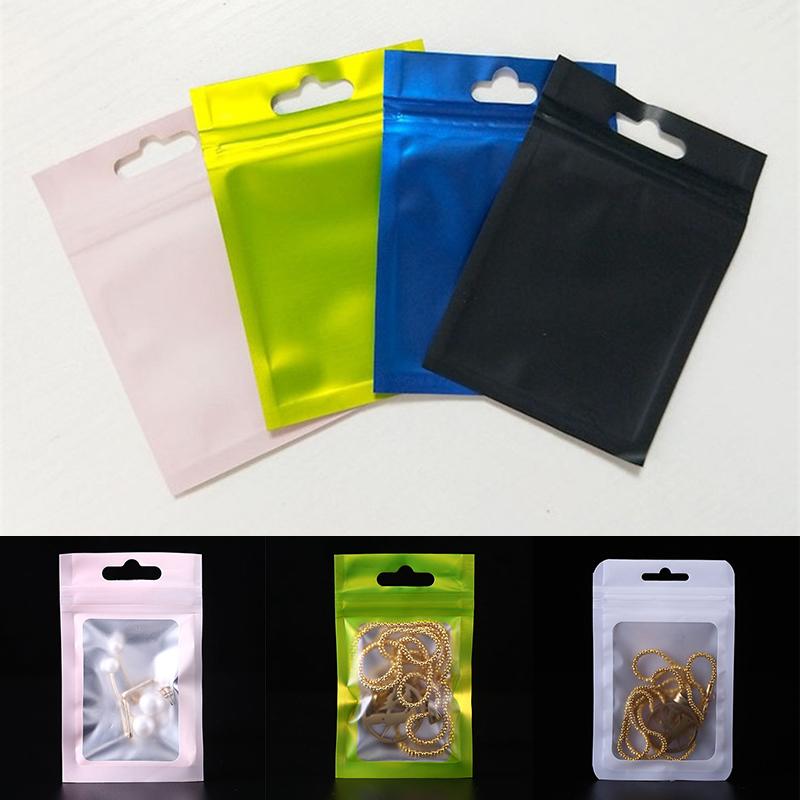 20Pcs Clear Plastic Zip Lock Bags Reclosable Gift Packaging Bag For DIY Jewelry Retail Food Matte Aluminum Foil Storage Pouch