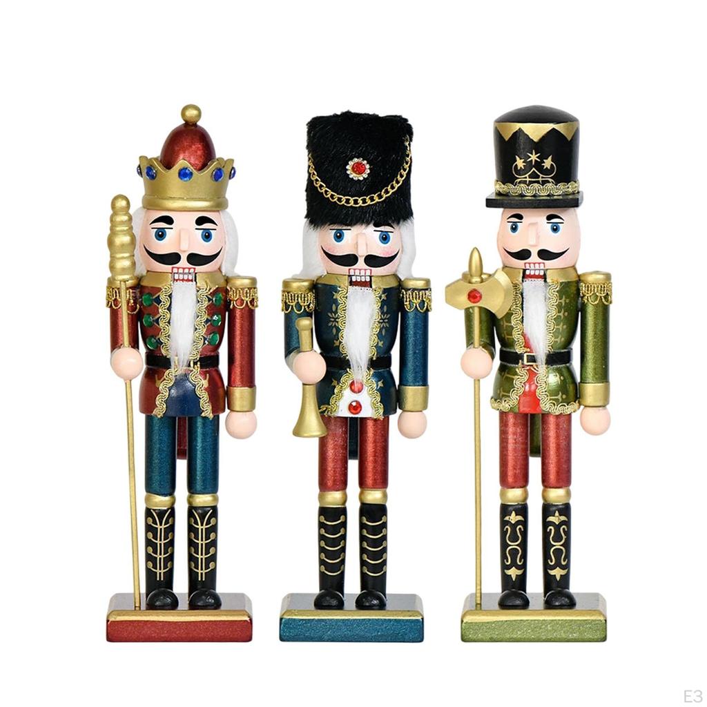 Christmas Nutcracker Desktop Ornament Wooden Figurine 25cm for Fireplace