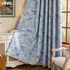 1PC LOZUJOJU Nordic Countryside Style Blue Printed Curtains with Full Blackout Curtains for Bedroom Living Room Balcony Window for Home Decor