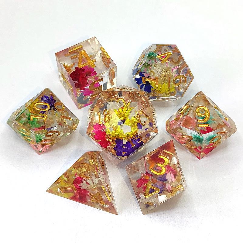 Sharp Resin Polyhedral Dice for Cthulhu, DND, and TRPG Board Games