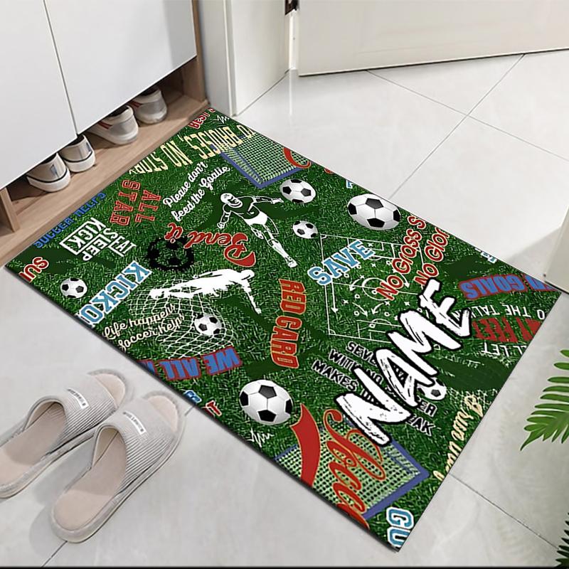 Benutzerdefinierter Fußball-Teppich mit Namen, für Bürostuhl, Wohnzimmer, Schlafzimmer, Küche, Dekor, Geschenke.