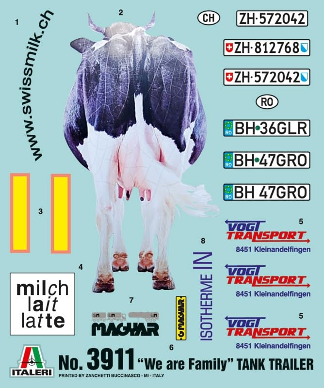 PLATZ Italeri 1/24 Scale Milk Tank Trailer "We are Family" Plastic Model IT3911 (Car)