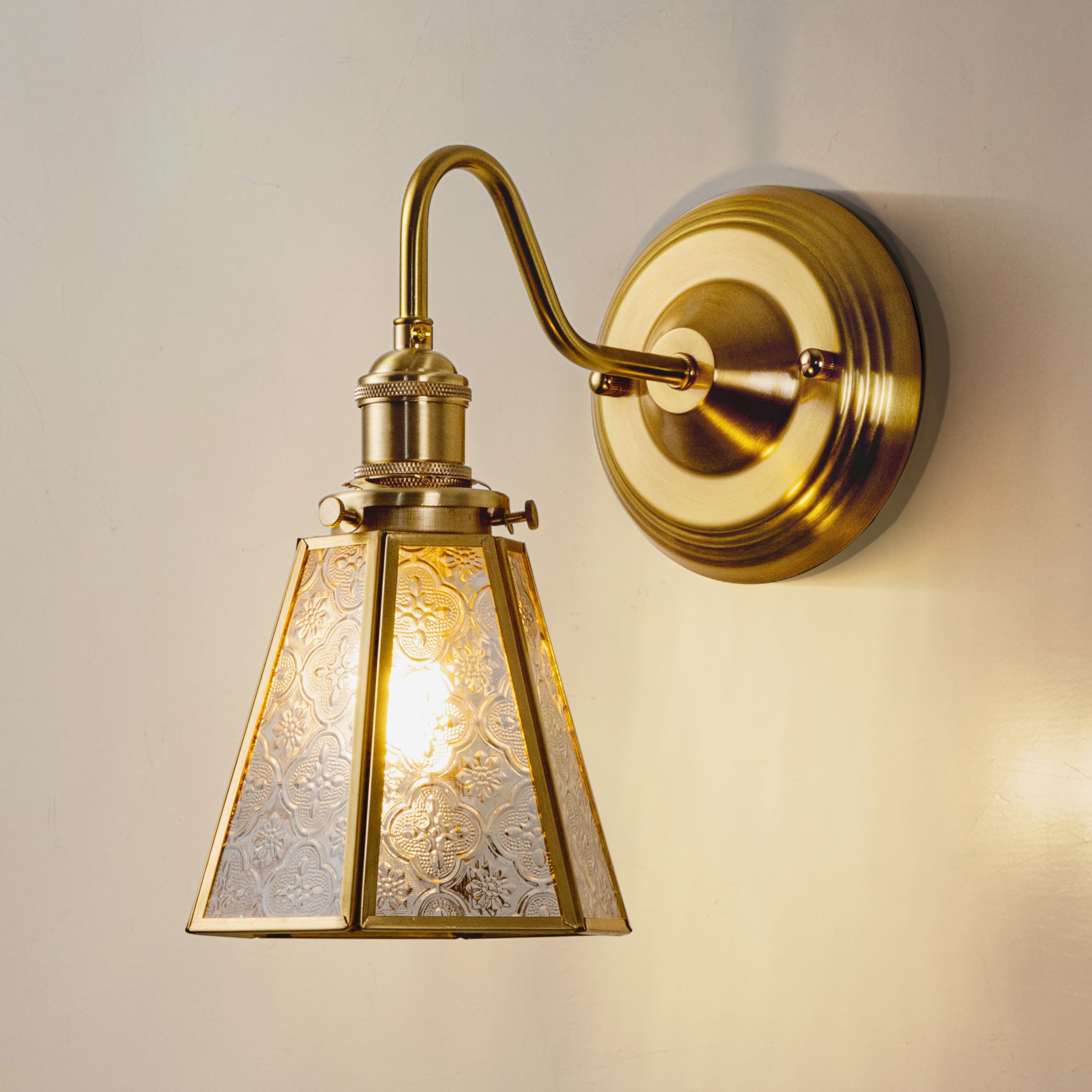 

Chende Bracket Light, Japanese-Style Floral Pattern, Glass, Retro Wall Lighting, LED Compatible, Single Light, Brass, Stylish, Nordic, Classic,