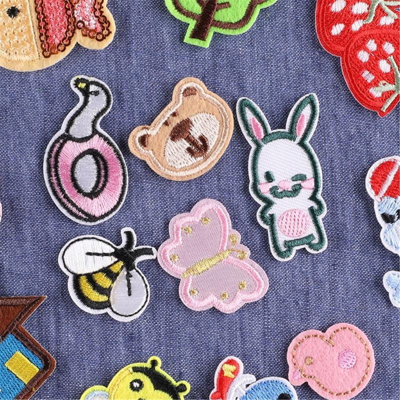 38 Pcs Strawberry Embroidered Patches Iron On Patches Mushroom Repair Patches Bees Sewing Patches for Clothes Bag