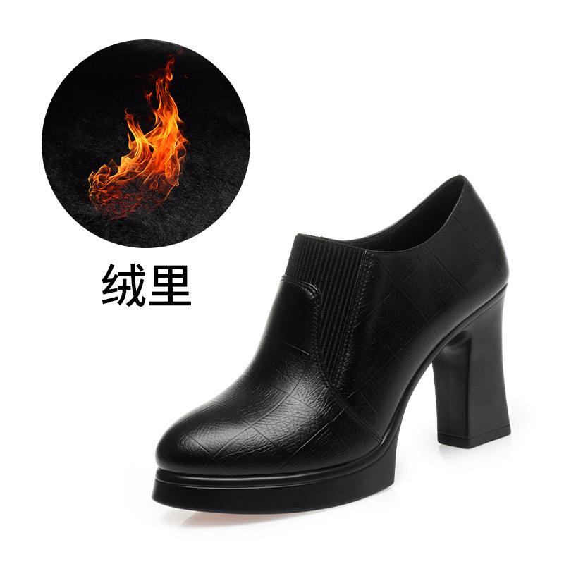 High heels spring and autumn single shoes women's thick heel soft sole soft leather comfortable thick sole deep mouth shoes women's shoes