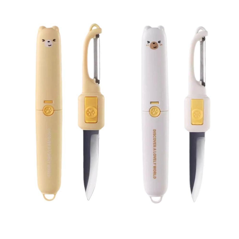 Portable Two-in-One Folding Fruit Knife & Peeler for Dorms, Students, and Home Use
