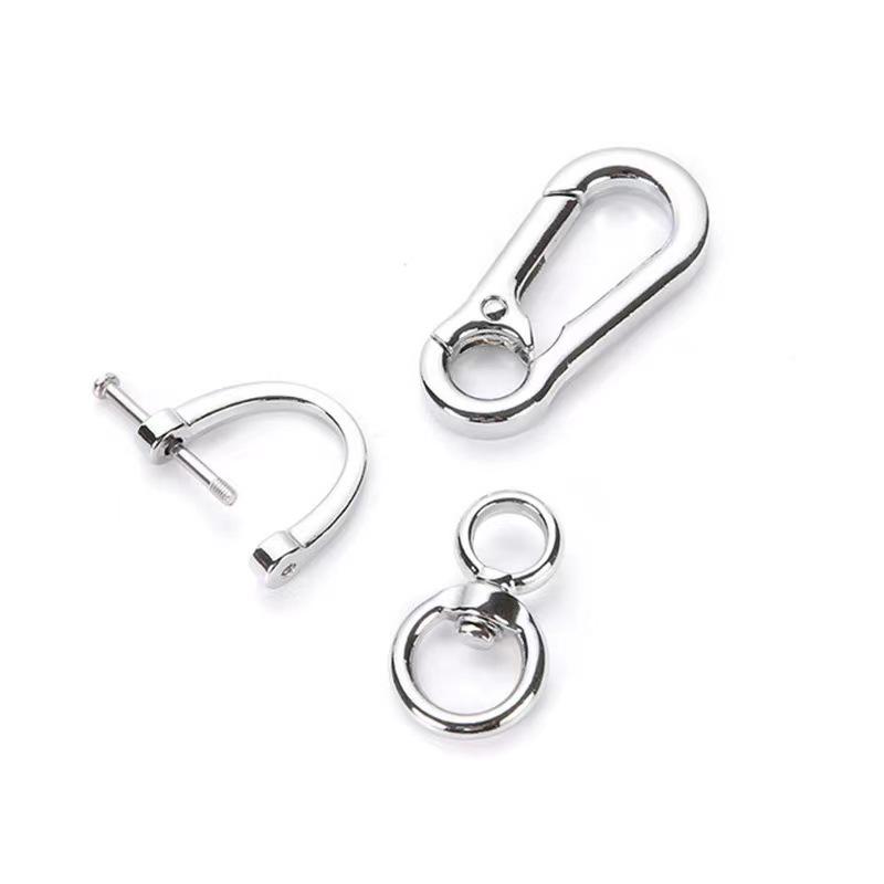 Figure 8 Car Keychain with Horseshoe Buckle, Anti-lost Number Plate, Woven Rope, and Round Pendant