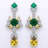Saudi Dress Set Chain Fashion Heavy Industry Design Necklace Earrings Set Gorgeous Double-Layer Color Zircon Jewelry Set