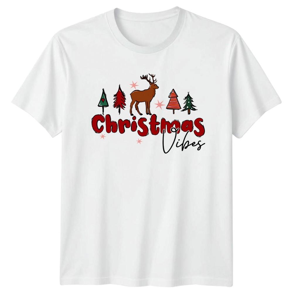 Christmas Vibes Christmas Holiday Deer Trees Unisexs TShirt Unisexs Graphic Tee S