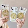 For Apple 17promax Rotating Money Phone Case for IPhone 16 Plus Fortune Gold Foil 14 Transparent Dropping Adhesive 15