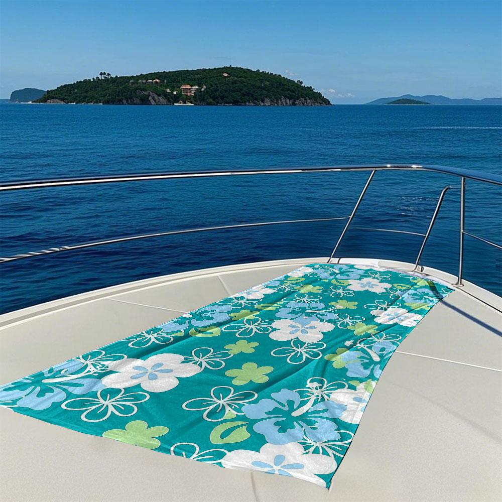 Turquoise Hibiscus Floral Quick Drying Bath Towel Microfiber beach towel light weight swimming camping yoga beach out