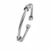 Trendy European-American 4MM Titanium Steel Twisted Wire Open Bracelet – Stainless Steel, Versatile Design for Women