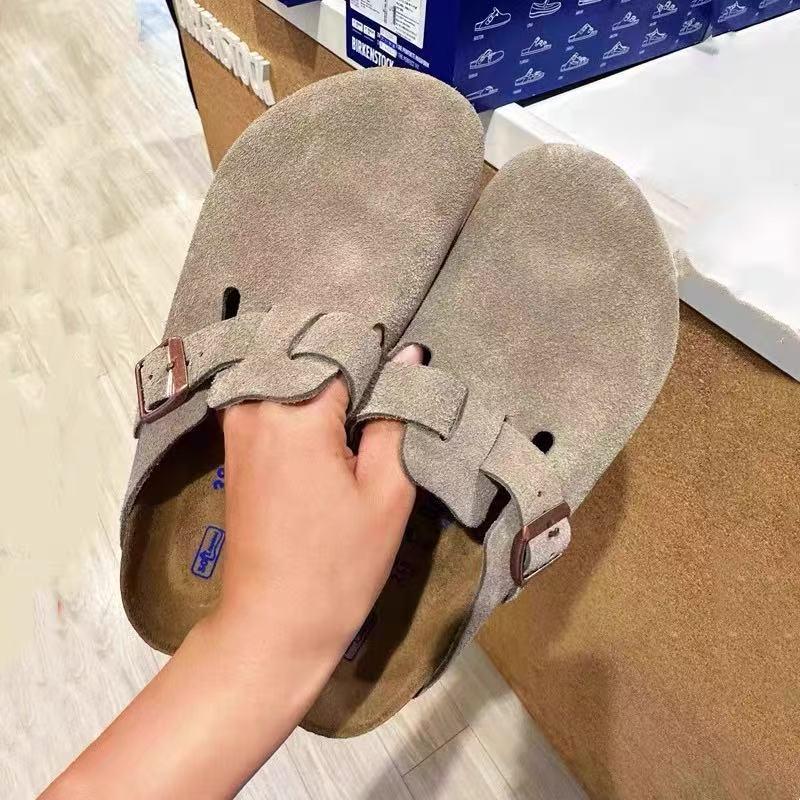 Unisex BK Pravá kůže Birkenstock Uzavřené Retro Mules s Korkovou Podrážkou – Pohodlné a Všestranné.