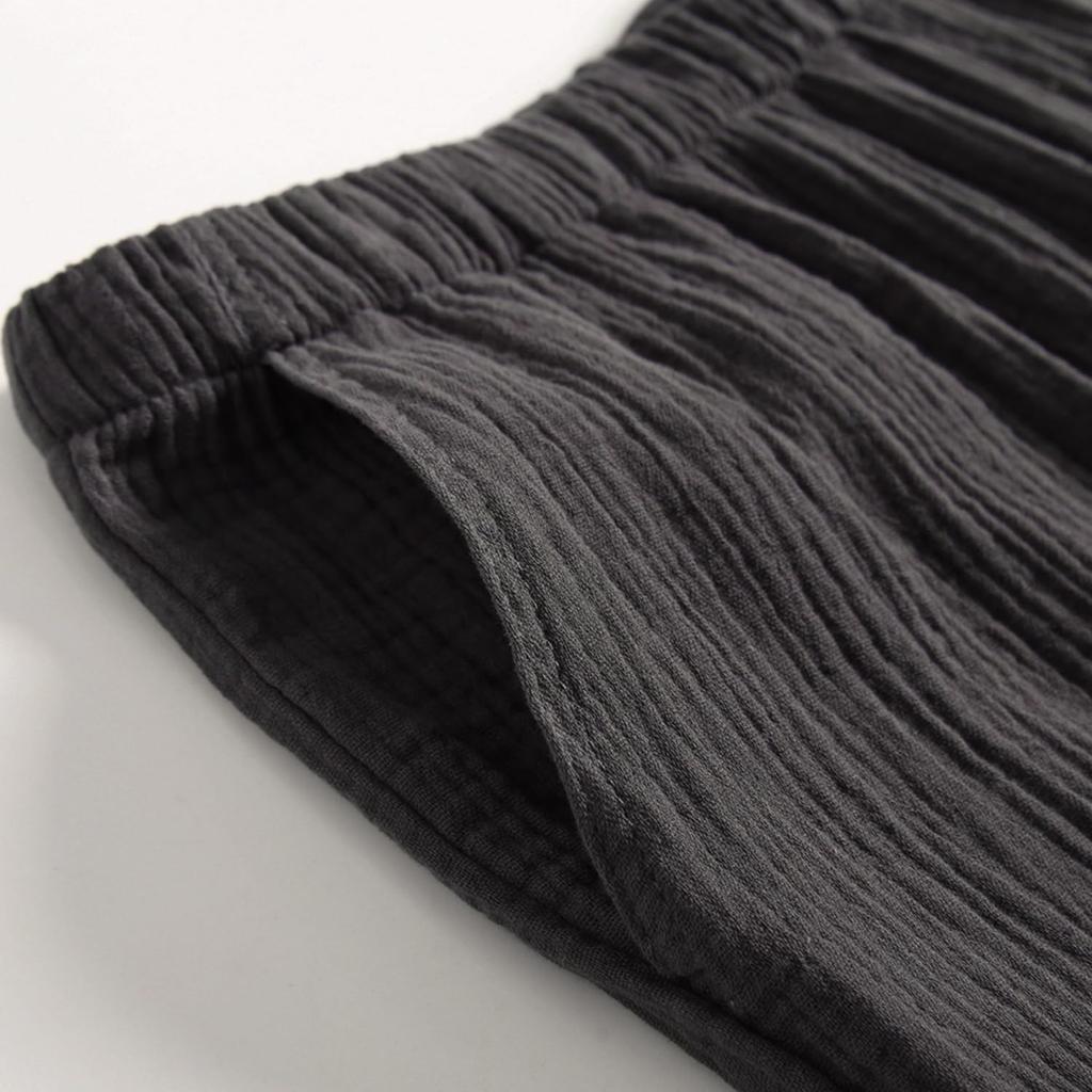 SISOFTLY Short Sleeve Length Front Top and Bottom Solid Cool and Perfect for Baby and Gifts Women's Pajamas, Double-Layered Gauze, 3/4 Pants, Opening,