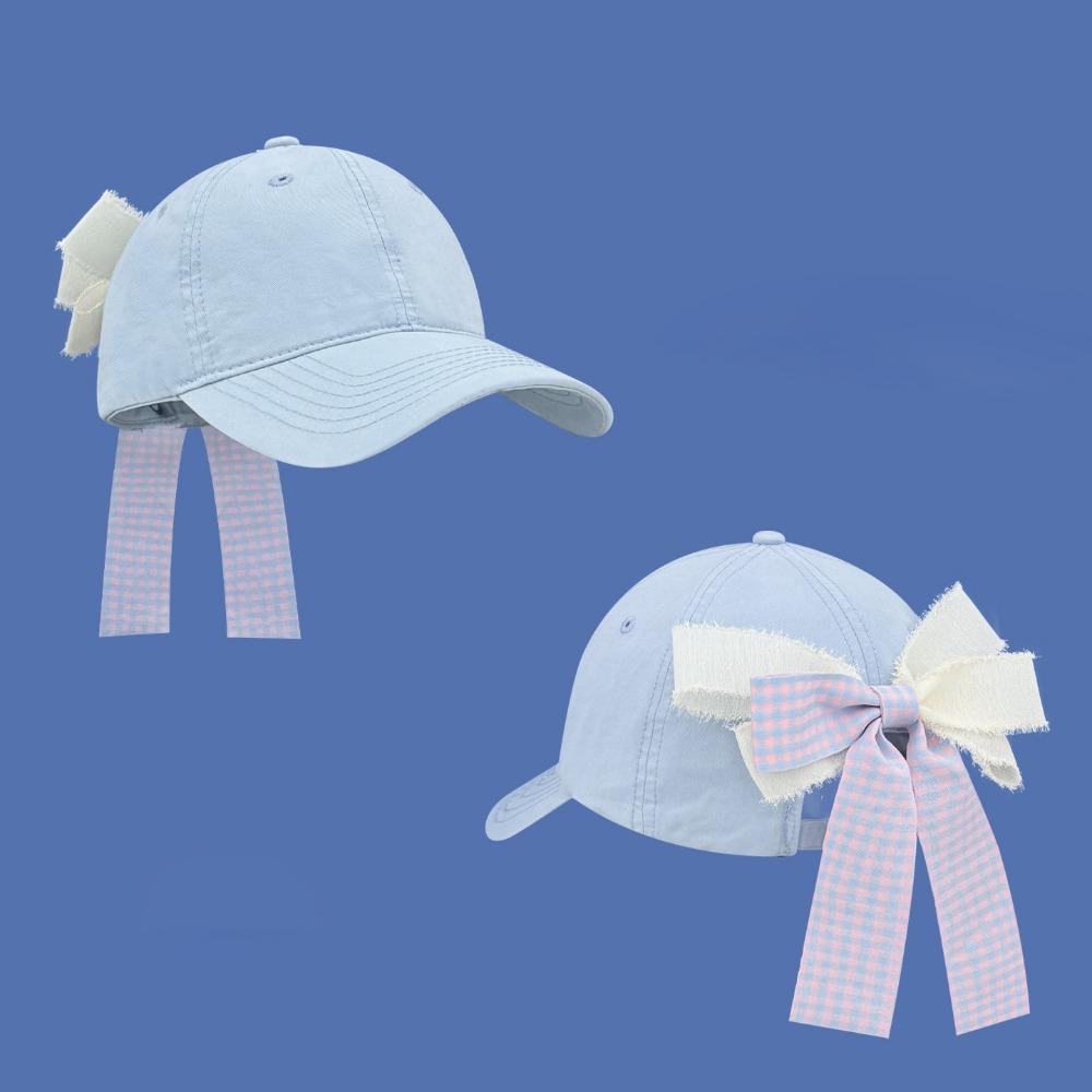 Bow Ribbon Design Baseball Cap Cotton Material Sports Hat New Design Bow Ribbon Baseball Cap синий