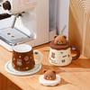 Ceramic Cup Cute with Lid Breakfast Creative Coffee Cup Home Office Girl Couple Water Cup Straw Cup
