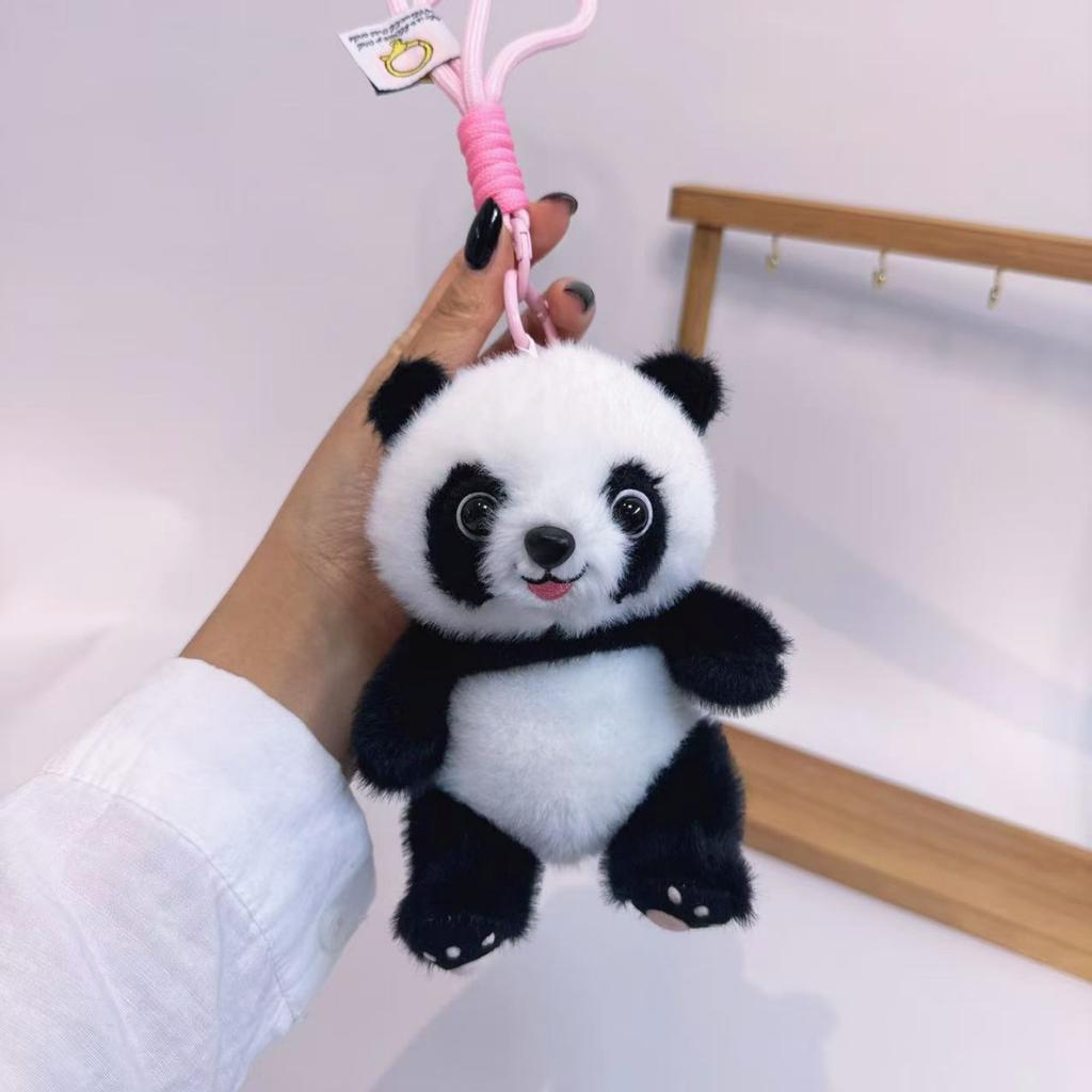 Cute Panda Plush Toy Keychain Bag Charm Doll Pendant Gift With Custom Printing