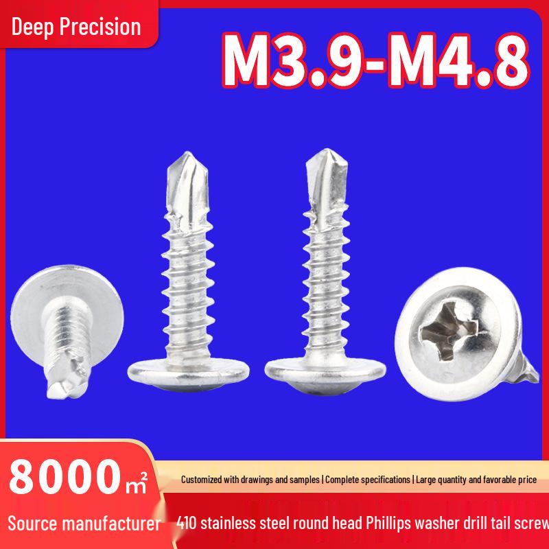 410 Stainless Steel Phillips Round Washer Head Self-Drilling Screws