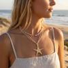 Bohemian Large Star Long Necklace for Women Y2K Starry Beaded Double Layered Clavicle Chain Fashion Seaside Vacation Jewelry