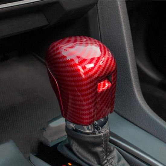 Red ABS Carbon Fiber Car Center Gear Shift Knob Cover Case For Honda Civic 16-21