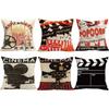 6 Pack Movie Theater Cinema Pillow Cases,Vintage Film Clapper Theme Decorative Pillow Covers Personalized Movie Theater Decor Cushion Cover,18x18