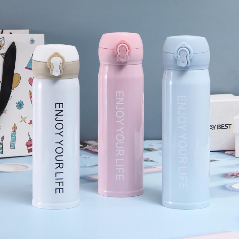 Large Capacity Water Cup Thermos Cup 500ml Vacuum Flasks Portable Stainless Steel Thermos Cup Water Bottle Travel Tea Mug Office Thermos Cup