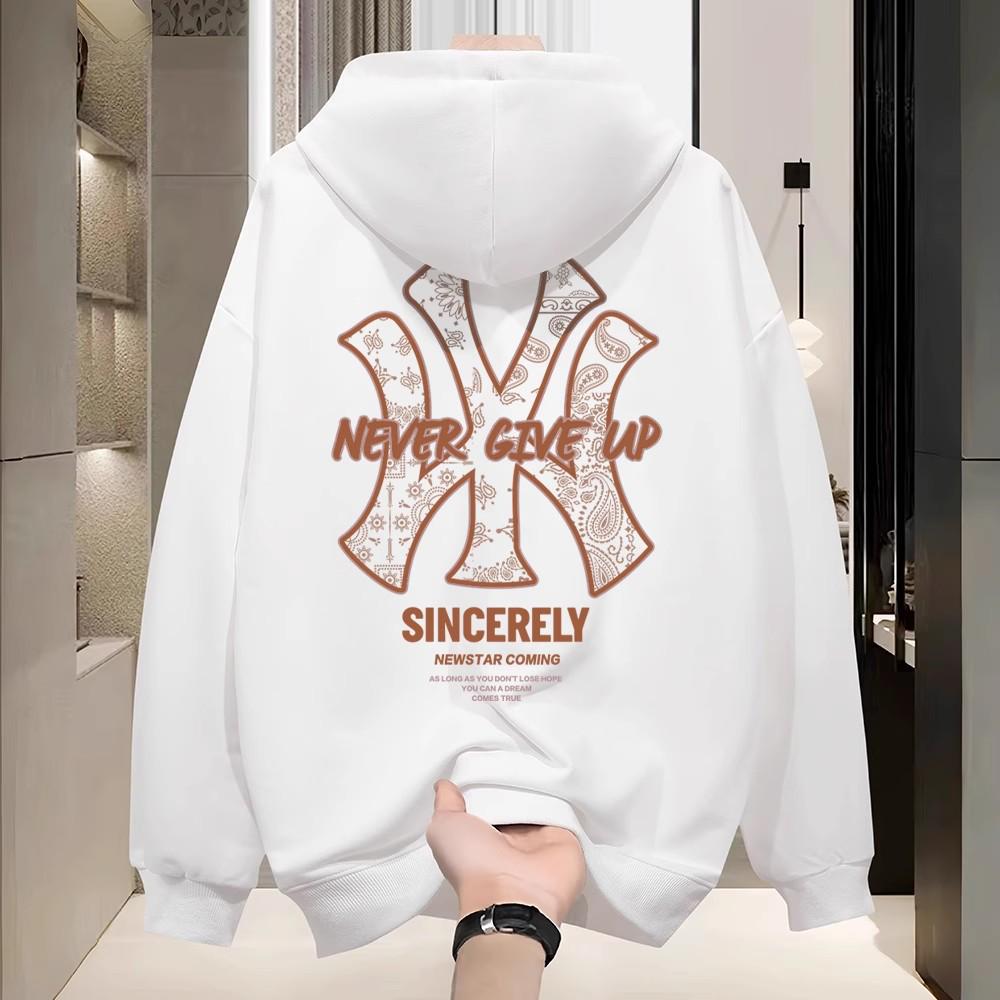 NASA Retro American Hooded Sweatshirt - Men's Thick Fleece-Lined Autumn/Winter Style with Back Print