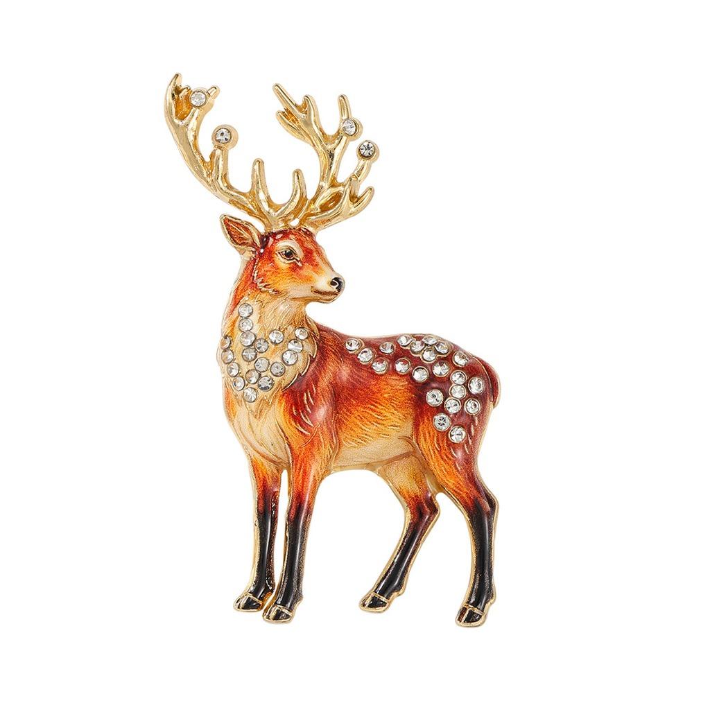 Rhinestone Brooch Animal Reindeer Pin Fashion Brooch Commuting Metal Brooch For Clothing Holiday Gatherings Daily Wear