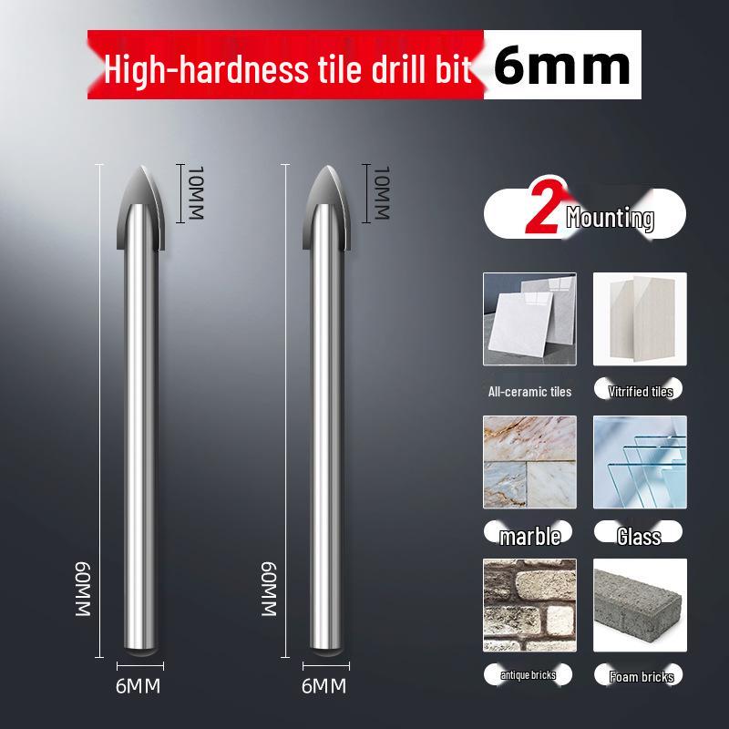 6mm Electric Concrete & Glass Drill Bit - Alloy Triangle Design for Precise Hole Punching