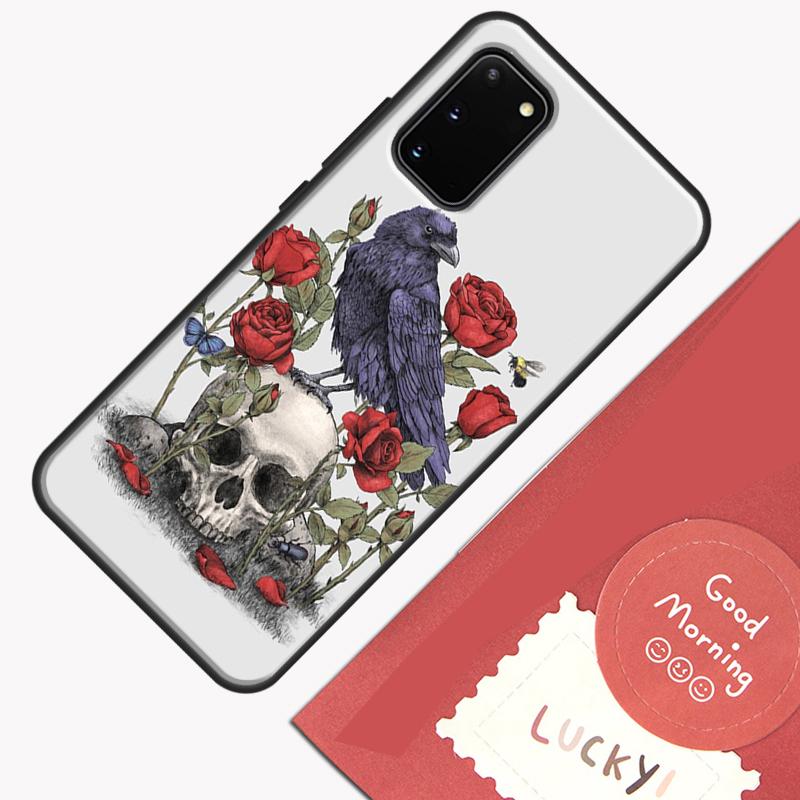 Raven Skull Phone Case For Samsung Galaxy S25 S24 S20 S21 S22 S23 Ultra S9 S10 Plus S25 FE Cover Shell