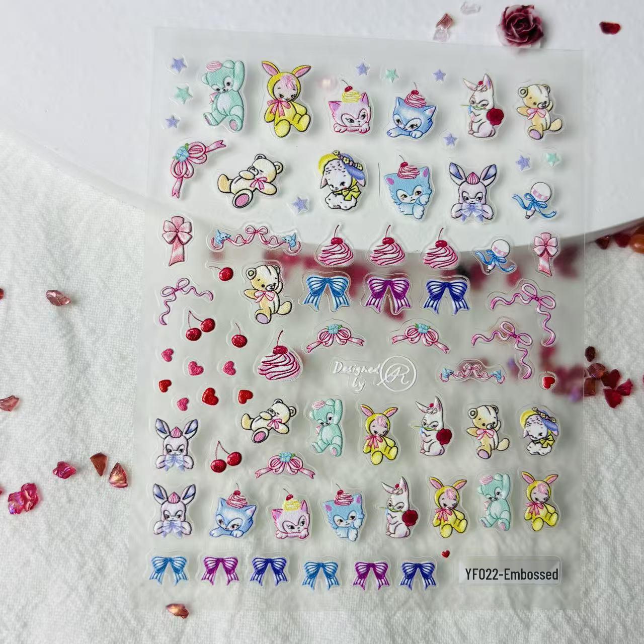 Princess on the Run 5D Embossed Fruit & Bow Nail Art Stickers YF022