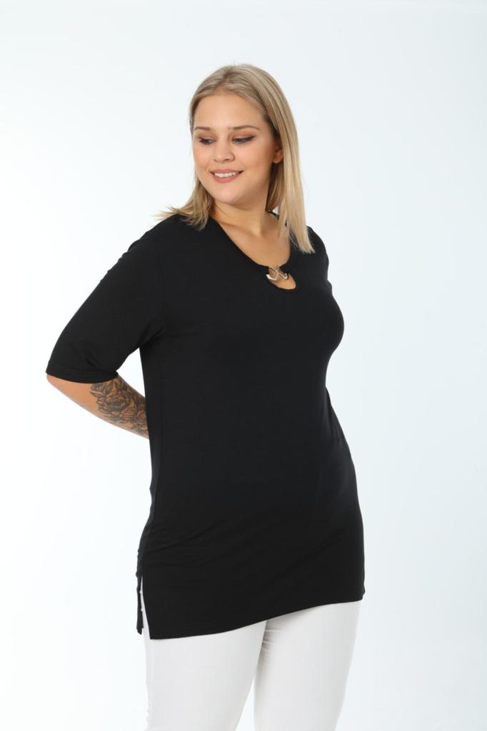 Women's Big Size Blouse Plus Size Collar Accessory Detailed Blouse