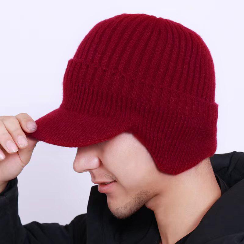 2025 New Ear Protector Hat Knitted Hat Outdoor Riding Wool Hat Fleece Cap Ski Hat Pullover Hat Men's Hat