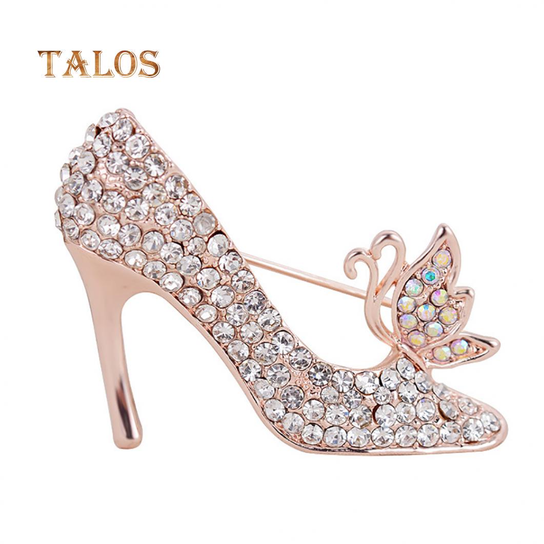 

Модные женские туфли с кристаллами и камнями на высоких каблуках, брошь, значок, ювелирные аксессуары, подарки белый