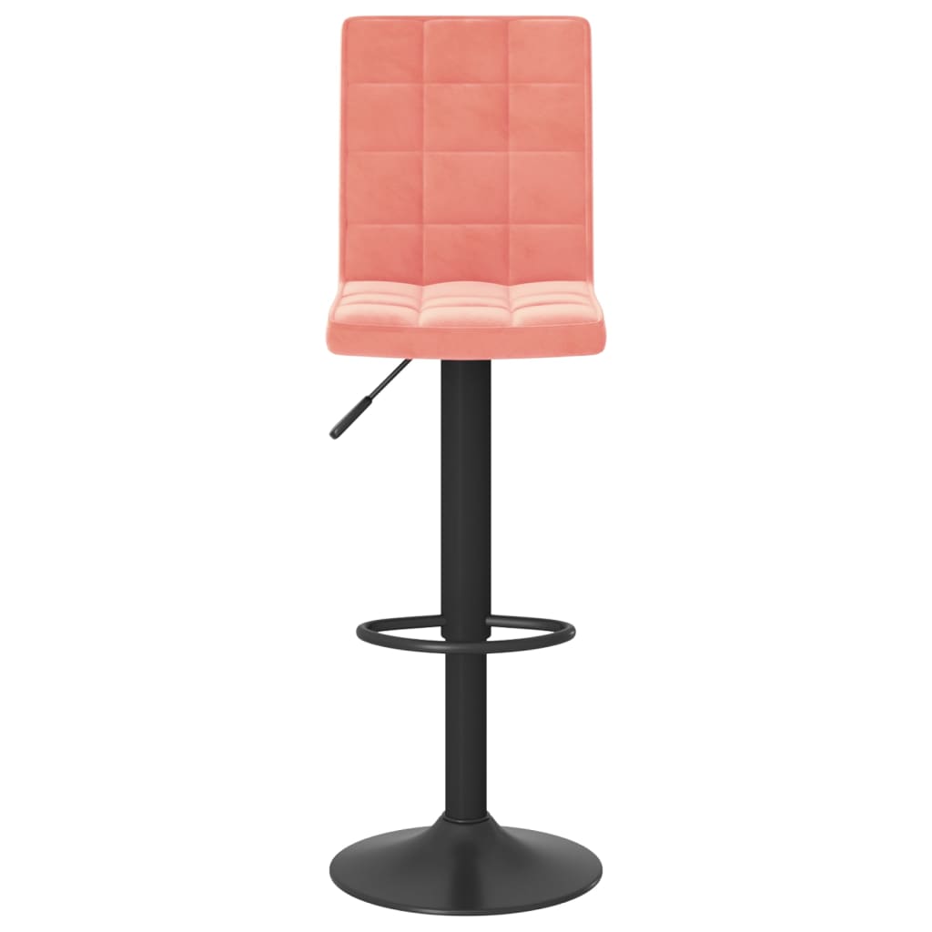 Bar Stool Set of 2 Pink Velvet
