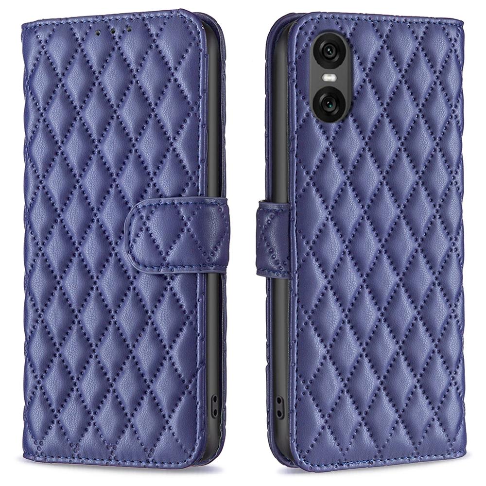 BINFEN COLOR BF Style-14 Etui na Sony Xperia 10 VI Wzór Rombowa Siatka Pokrowiec na Telefon z Magnetycznym Zapięciem