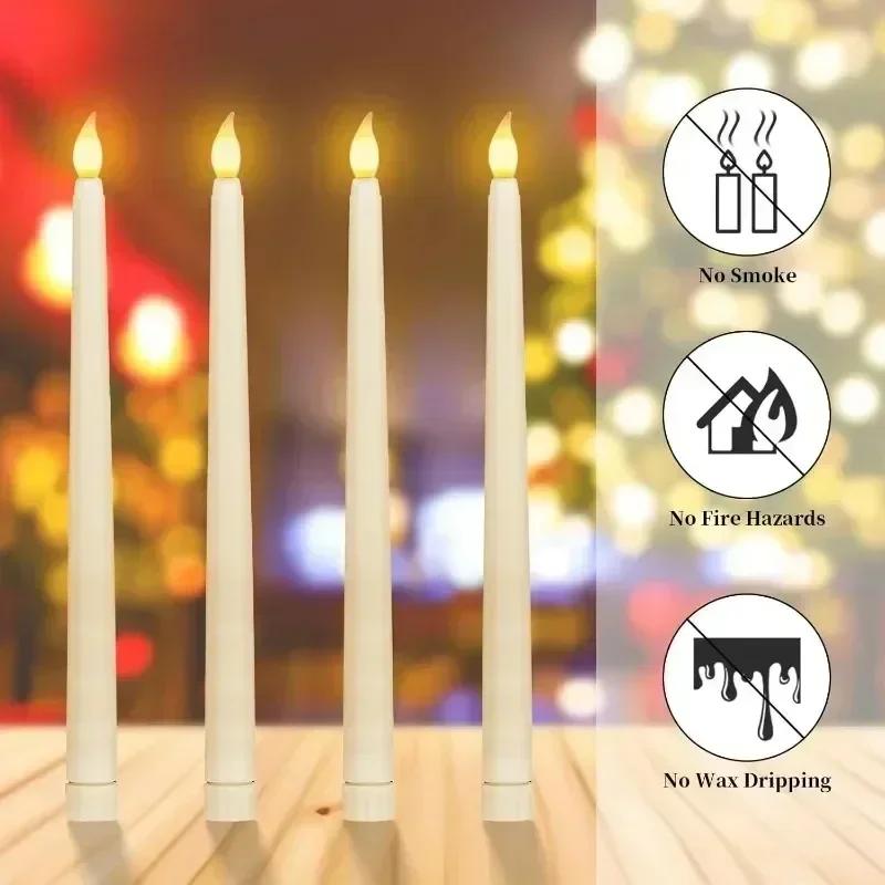 1/12pcs LED Flameless Taper Candles Long Pole Candle Light Battery Powered Warm Light Candle Lamp for Christmas Party Decoration